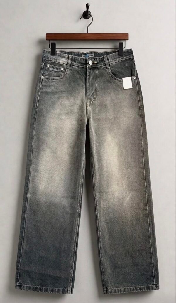 Ash-Grey Wash Wide-Leg Jeans
