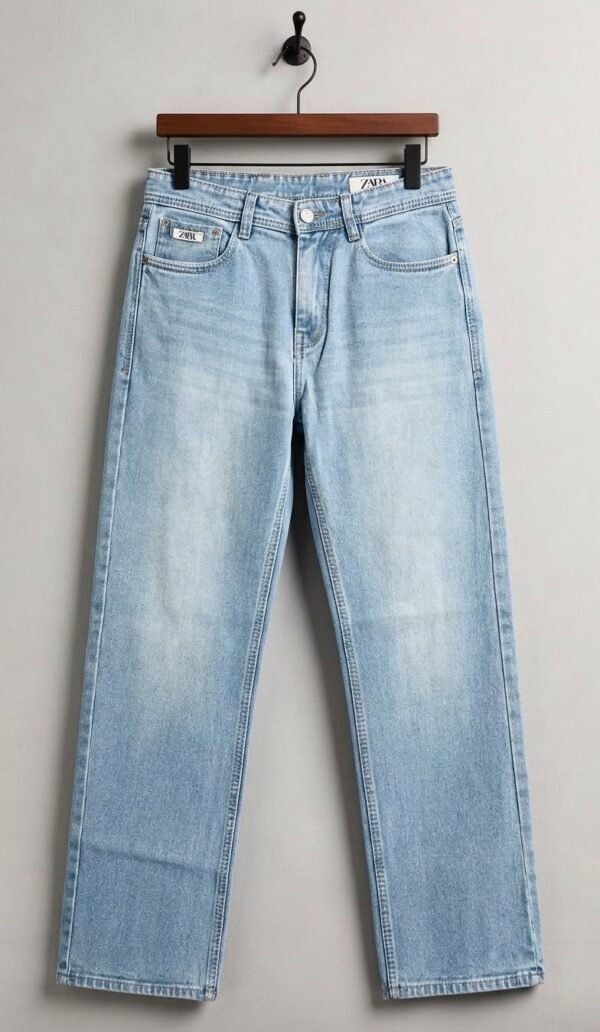 Light Blue Wash Straight Fit Jeans