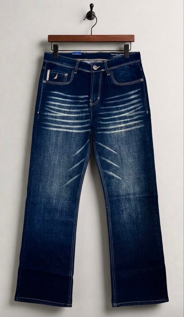 Dark Indigo Straight Fit Jeans (Whiskered Wash)